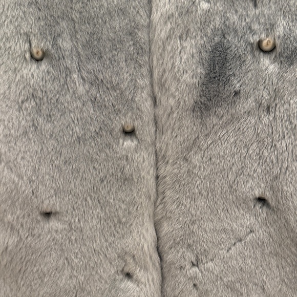 Yves Salomon Rabbit Fur Vest in Light Blue with Pearls - Picture 2 of 6